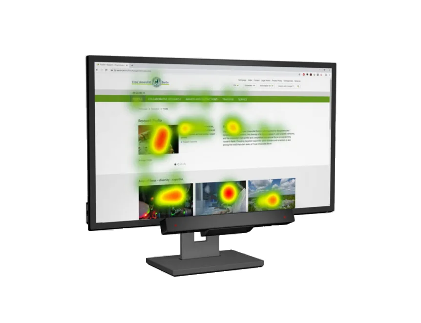 Eye tracker EyeLogic LogicOne zamontowany przy ekranie